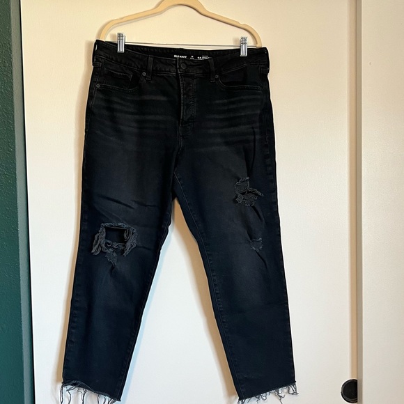 Old Navy High-Rise Button-Fly OG Straight Distressed Jeans - Picture 3 of 5